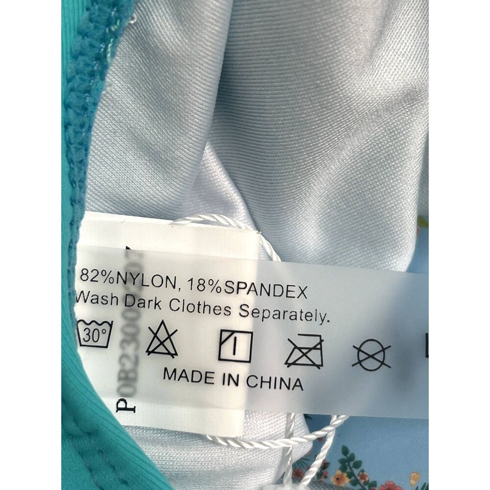 Yonique NWT One Piece Swimsuit One Shoulder Cutout Monokini Blue Turquoise sz L - Picture 7 of 12